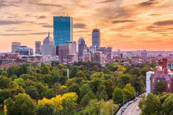 Boston sunset trees smart cities Adobe rt